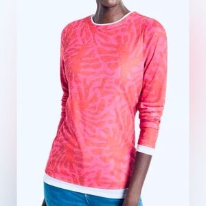 NIC+ZOE NZT Leaves Abstract Double Layer Top NWT Pink Red Boho Woman Size Medium